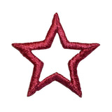 ID 3482 Pink Star Outline Patch Sky Craft Shiny Embroidered Iron On Applique