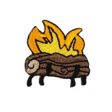 ID 3178B Log Camp Fire Patch Fireplace Camping Wood Embroidered Iron On Applique