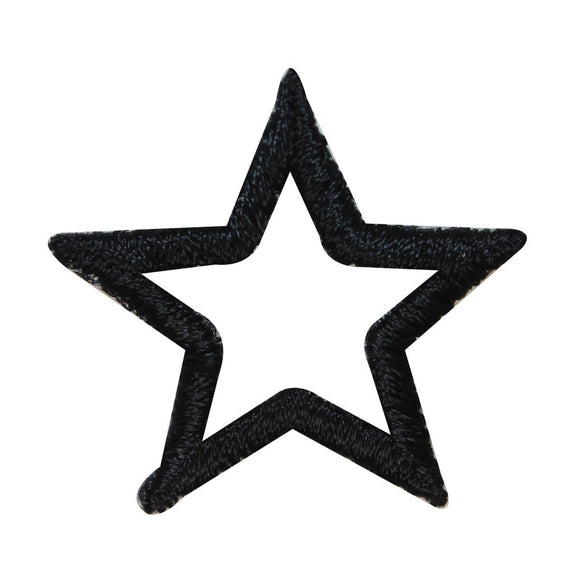ID 3484 Black Star Outline Patch Night Sky Craft Embroidered Iron On Applique