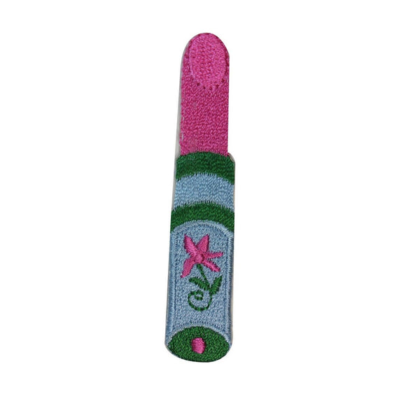 ID 3180A Floral Tube Pink Lipstick Patch Cosmetic Embroidered Iron On Applique