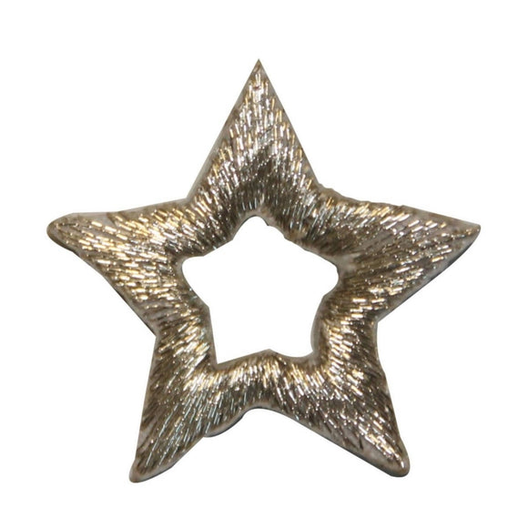 ID 3485 Silver Cutout Star Patch Night Sky Craft Embroidered Iron On Applique
