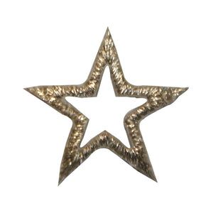 ID 3487 Silver Star Outline Patch Shiny Sky Symbol Embroidered Iron On Applique