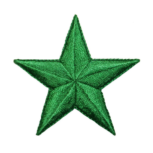ID 3492 Green Star Emblem Patch Night Sky Craft Embroidered Iron On Applique
