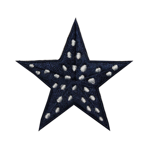 ID 3498 Spotted Blue Star Patch Craft Emblem Design Embroidered Iron On Applique