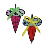 ID 3183AB Set of 2 Fancy Umbrella Patch Parasol Embroidered Iron On Appliques