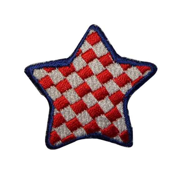 ID 3508 Checkered Star Patch Craft Design Night Sky Embroidered Iron On Applique