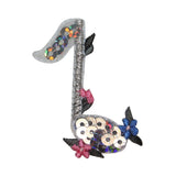ID 3188D Floral Eighth Note Patch Musical Symbol Sequin Iron On Applique