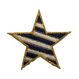 ID 3511 Striped Star Patch Gold Emblem Craft Embroidered Iron On Applique