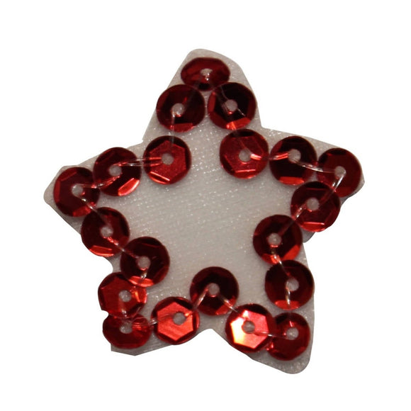 ID 3527 Sequin Red Star Patch Shiny Craft Badge Iron On Applique