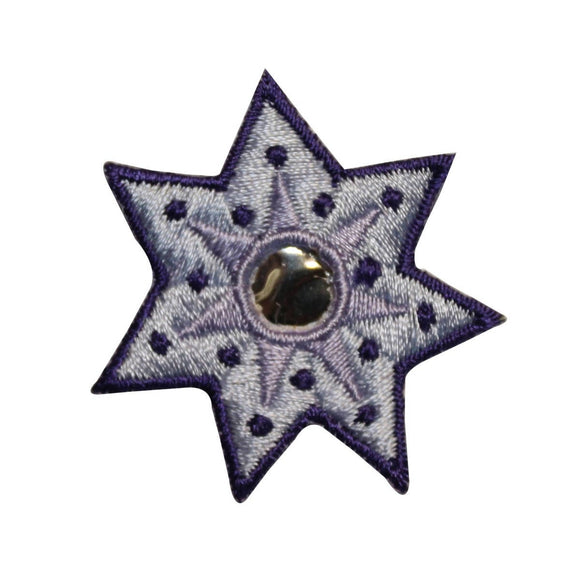 ID 3529 Seven Point Purple Star Patch Reflective Embroidered Iron On Applique
