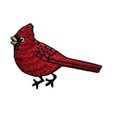ID 3614 Red Cardinal Patch Bird Perched Standing Embroidered Iron On Applique