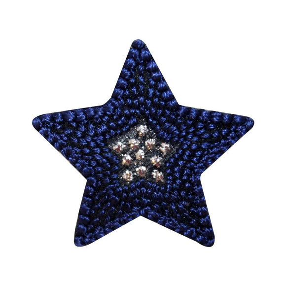 ID 3555 Blue Textured Star Patch Night Sky Shinning Embroidered Iron On Applique