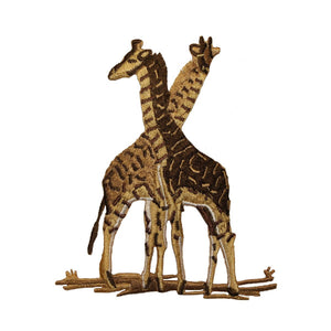 ID 3572 Pair of Giraffes Patch African Safari Wild Embroidered Iron On Applique