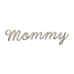 ID 3672 Mommy Word Patch White Mom Letters Name Embroidered Iron On Applique