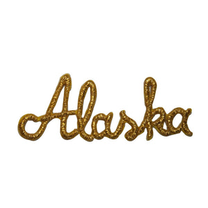 ID 3674 Alaska AK Name Patch Gold Travel Word Embroidered Iron On Applique