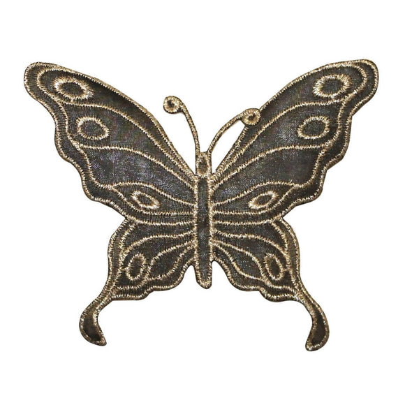 ID 2127 Dark Lace Butterfly Patch Garden Night Bug Embroidered Iron On Applique