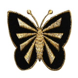 ID 2129 Dark Butterfly Patch Gold Garden Bug Insect Embroidered Iron On Applique