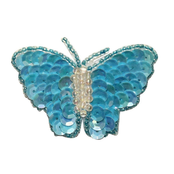 ID 2215 Sequin Wing Beaded Butterfly Patch Fairy Garden Insect Iron On Applique
