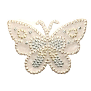 ID 2216 Lace Studded Butterfly Patch Fairy Garden Embroidered Iron On Applique