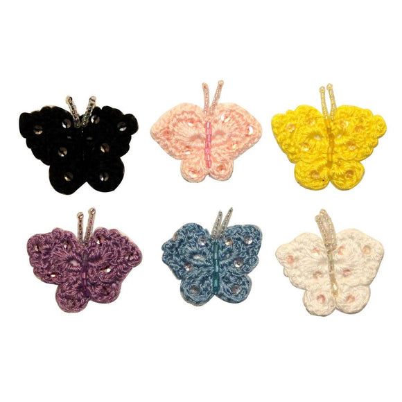 ID 2149A-F Set of 6 Beaded Butterfly Patches Insect Embroidered Iron On Applique