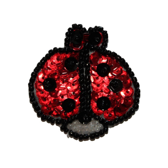 ID 3593 Beaded Sequin Ladybug Patch Craft Bug Insect Iron On Applique