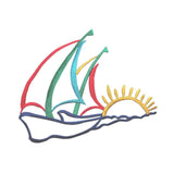 ID 5011 Sailing Sunset Large Patch Ocean Sea Boat Embroidered Iron On Applique