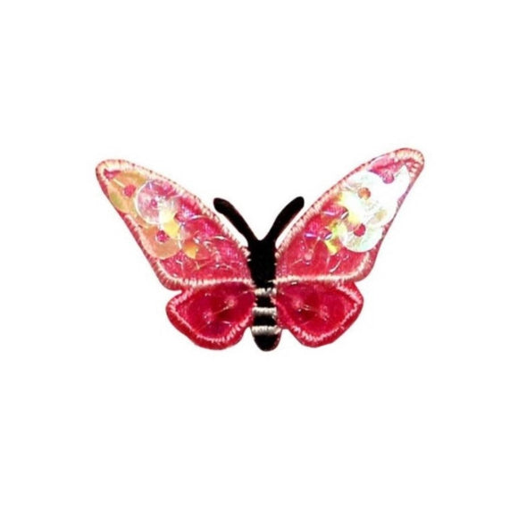 ID 2151A Sequin Butterfly Patch Garden Bug Picnic Embroidered Iron On Applique