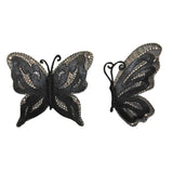 ID 2155AB Set of 2 3D Metallic Butterfly Patches Night Insect Iron On Applique