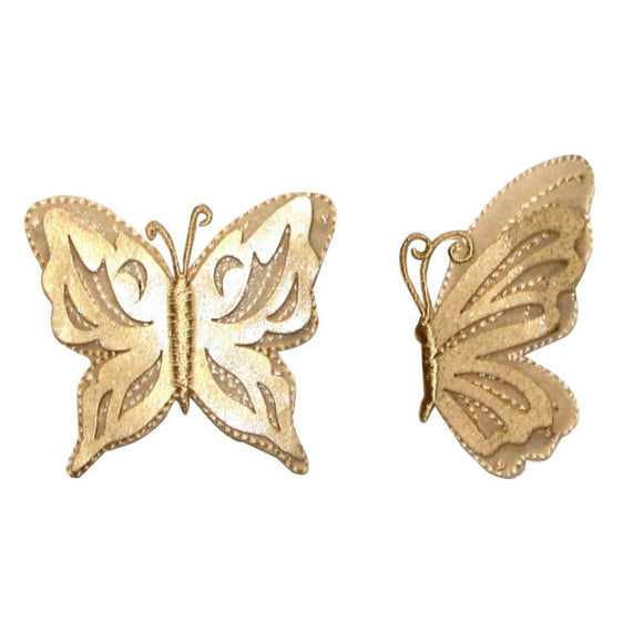 ID 2156AB Set of 2 3D Wing Butterfly Patches Fairy Bug Insect Iron On Applique