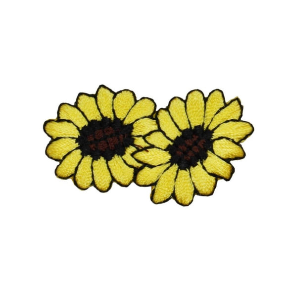 ID 6021 Pair of Sunflowers Patch Flower Garden Bloom Embroidered IronOn Applique