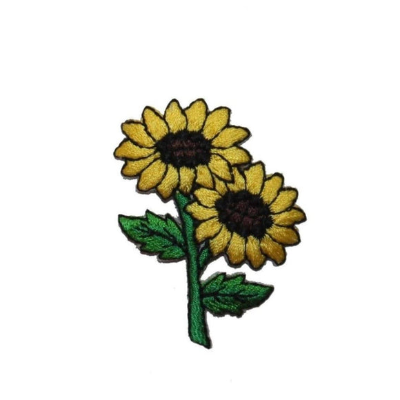 ID 6027 Pair of Sunflower Patch Plant Flower Garden Embroidered Iron On Applique