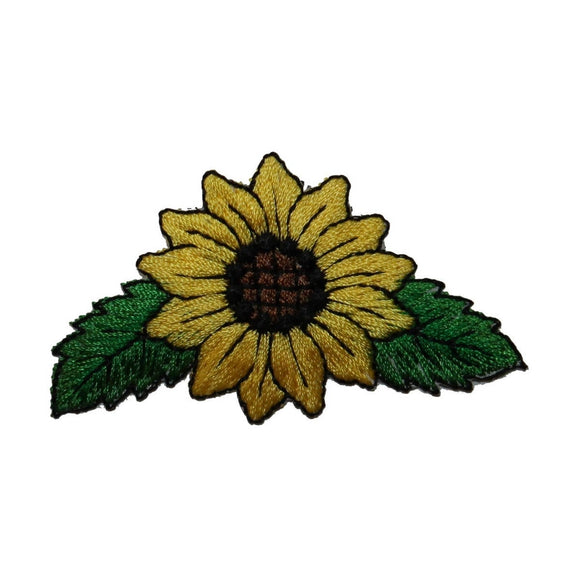 ID 6045 Sunflower With Leaves Patch Garden Flower Embroidered Iron On Applique