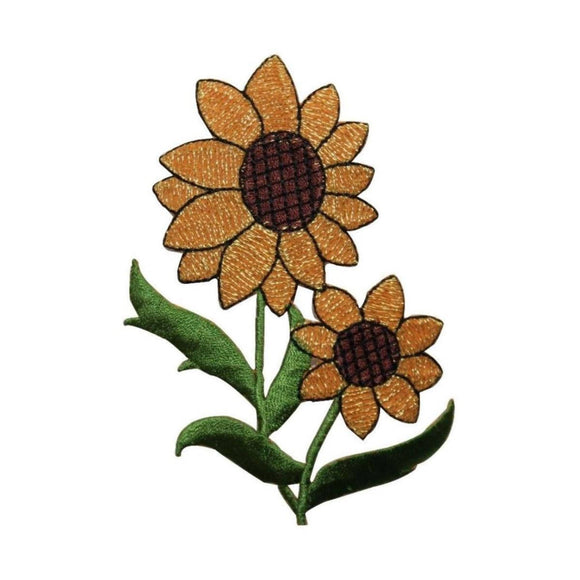 ID 6058 Pair of Sunflowers Patch Plants Flower Grow Embroidered Iron On Applique