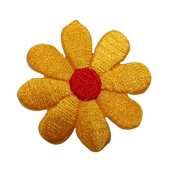 ID 6072 Yellow and Red Daisy Patch Flower Blossom Embroidered Iron On Applique