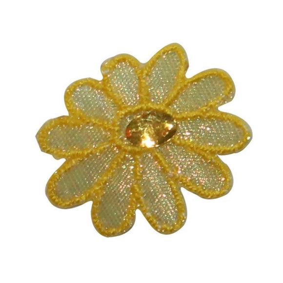ID 6080 Sparkling Yellow Daisy Patch Flower Craft Embroidered Iron On Applique