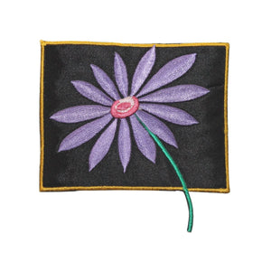 ID 5096 Purple Daisy Badge Patch Flower Bloom Craft Embroidered Iron On Applique