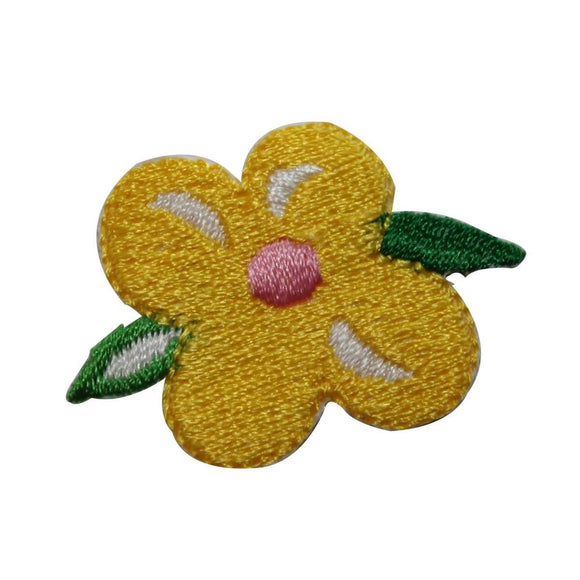 ID 6098 Yellow Flower Bloom Patch Garden Leaf Bloom Embroidered Iron On Applique