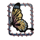 ID 2161 Framed Butterfly Patch Garden Insect Badge Embroidered Iron On Applique