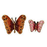 ID 2163AB Set of 2 Beaded Metallic Butterfly Patches Embroidered IronOn Applique