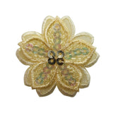 ID 6136 Sequin Flower Blossom Patch Garden Design Embroidered Iron On Applique