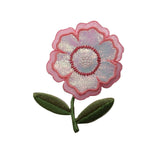 ID 6249 Shiny Pink Pansy Patch Flower Plant Garden Embroidered Iron On Applique