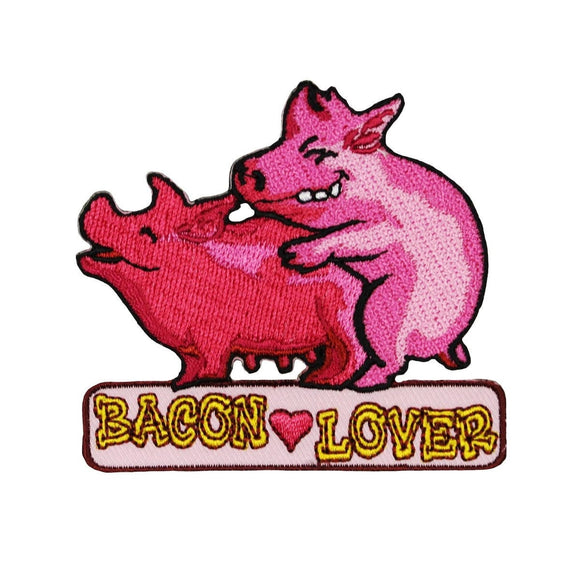 Bacon Lover Pigs Patch Heart Meat Breakfast Food Embroidered Iron On Applique