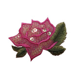 ID 6161 Pink Sequin Rose Flower Patch Love Blossom Embroidered Iron On Applique