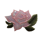 ID 6175 Sequin Pink Rose Patch Garden Flower Love Embroidered Iron On Applique