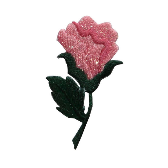 ID 6183 Pink Single Rose Patch Flower Garden Love Embroidered Iron On Applique