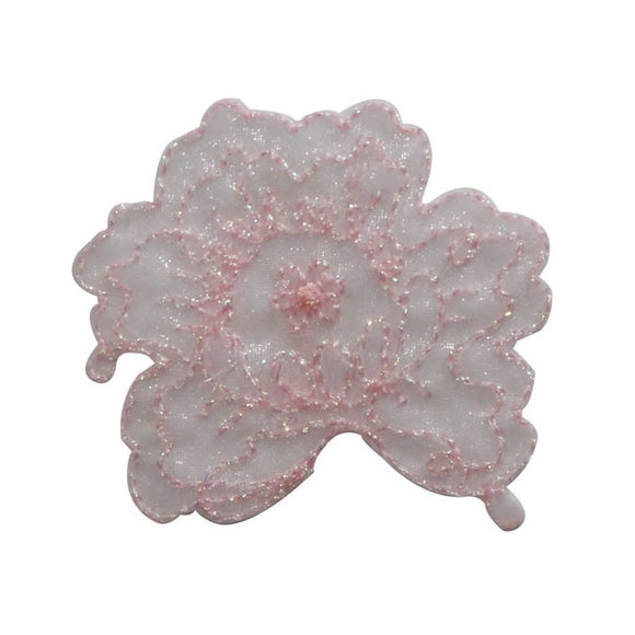 ID 6187 White Lace Carnation Patch Flower Blossom Embroidered Iron On Applique