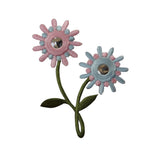 ID 6286 Abstract Flowers Patch Shiny Garden Design Embroidered Iron On Applique