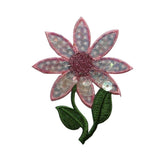 ID 6297 Shiny Sequin Flower Patch Garden Symbol Embroidered Iron On Applique