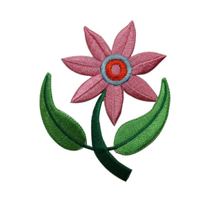 ID 6307 Pink Flower Symbol Patch Plant Garden Grow Embroidered Iron On Applique