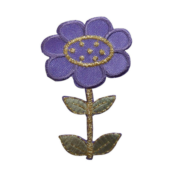 ID 6424 Purple Gold Flower Patch Garden Blossom Embroidered Iron On Applique